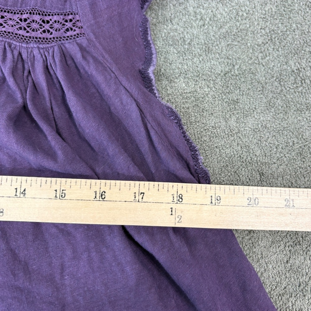 Sundance Top Women S Purple Embroidered Flutter Sleeve Cotton Linen Boho Peasant - Picture 8 of 8